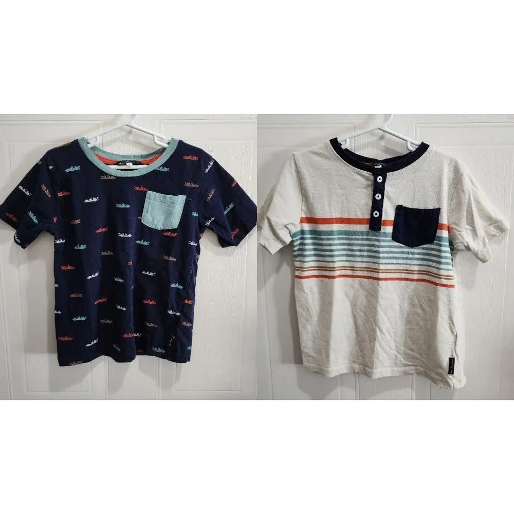 Lot of 2 Ben Sherman Kids Short Sleeve Tee Shirts‎ Boys Size 6 - Striped, Cars